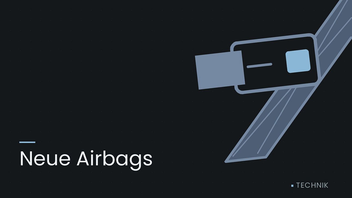 Symbolgrafik: ein gezeichneter Sicherheitsgurt mit Schloss, beschriftet mit „Neue Airbags“.