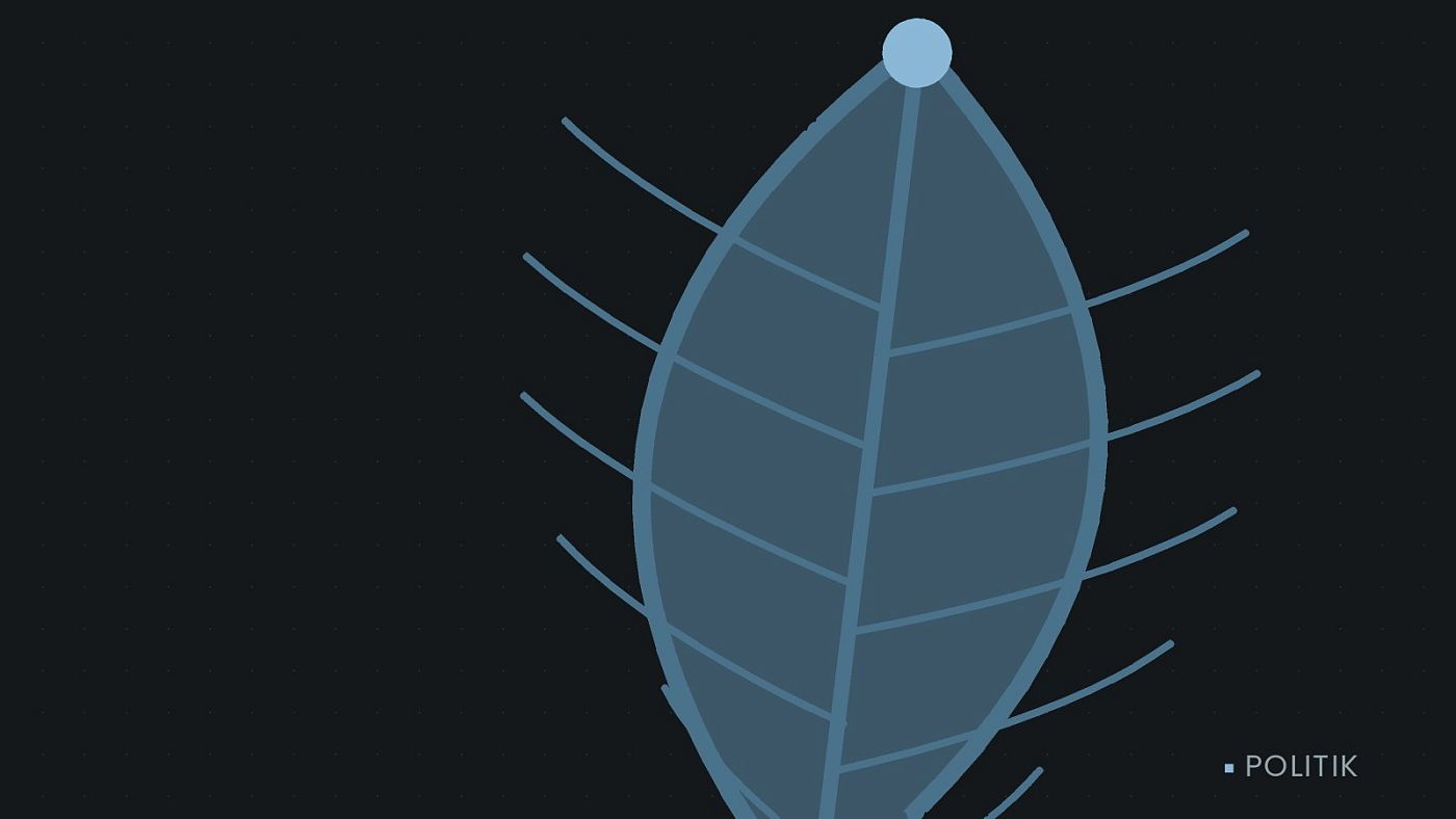 Symbolgrafik: ein gezeichnetes Blatt als Zeichen für Umwelt und Klima.