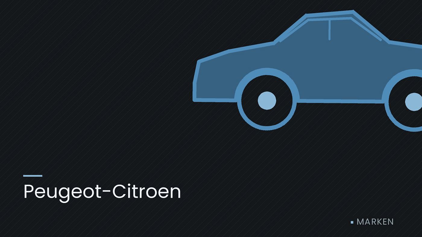 Symbolgrafik: die Umrisslinie eines Fahrzeugs von der Seite, beschriftet mit „Peugeot-Citroen“.