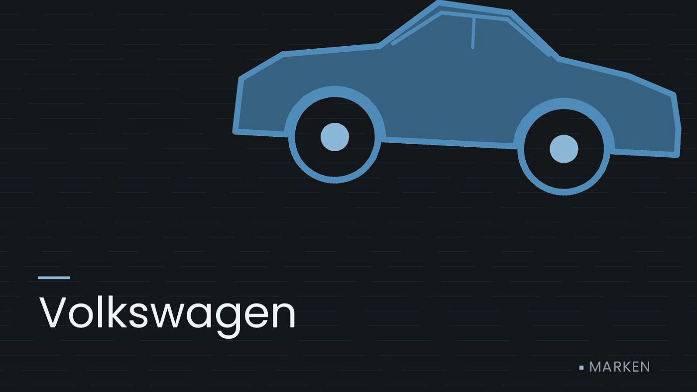 Symbolgrafik: die Umrisslinie eines Fahrzeugs von der Seite, beschriftet mit „Volkswagen“.