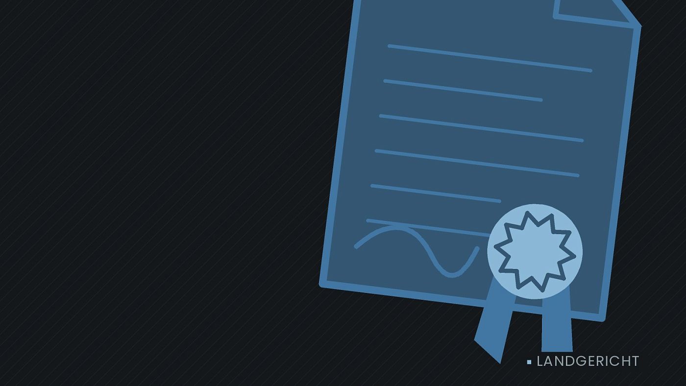 Symbolgrafik: eine gezeichnete Urkunde mit Siegel als Zeichen für eine Entscheidung.