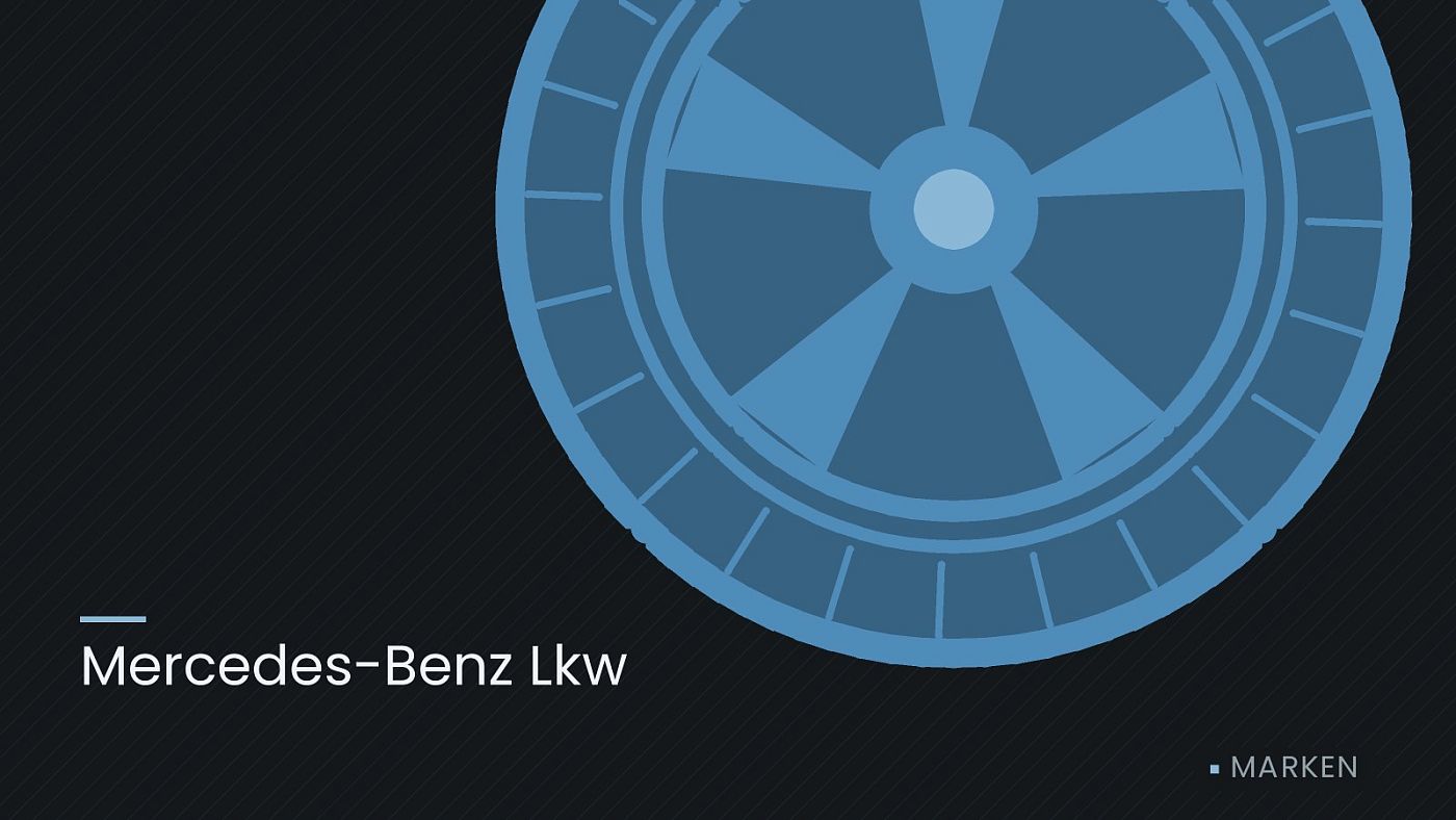 Symbolgrafik: ein gezeichnetes Rad mit Speichen, beschriftet mit „Mercedes-Benz Lkw“.