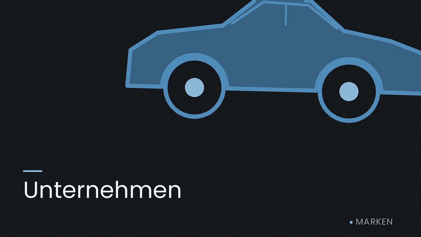 Symbolgrafik: die Umrisslinie eines Fahrzeugs von der Seite, beschriftet mit „Unternehmen“.