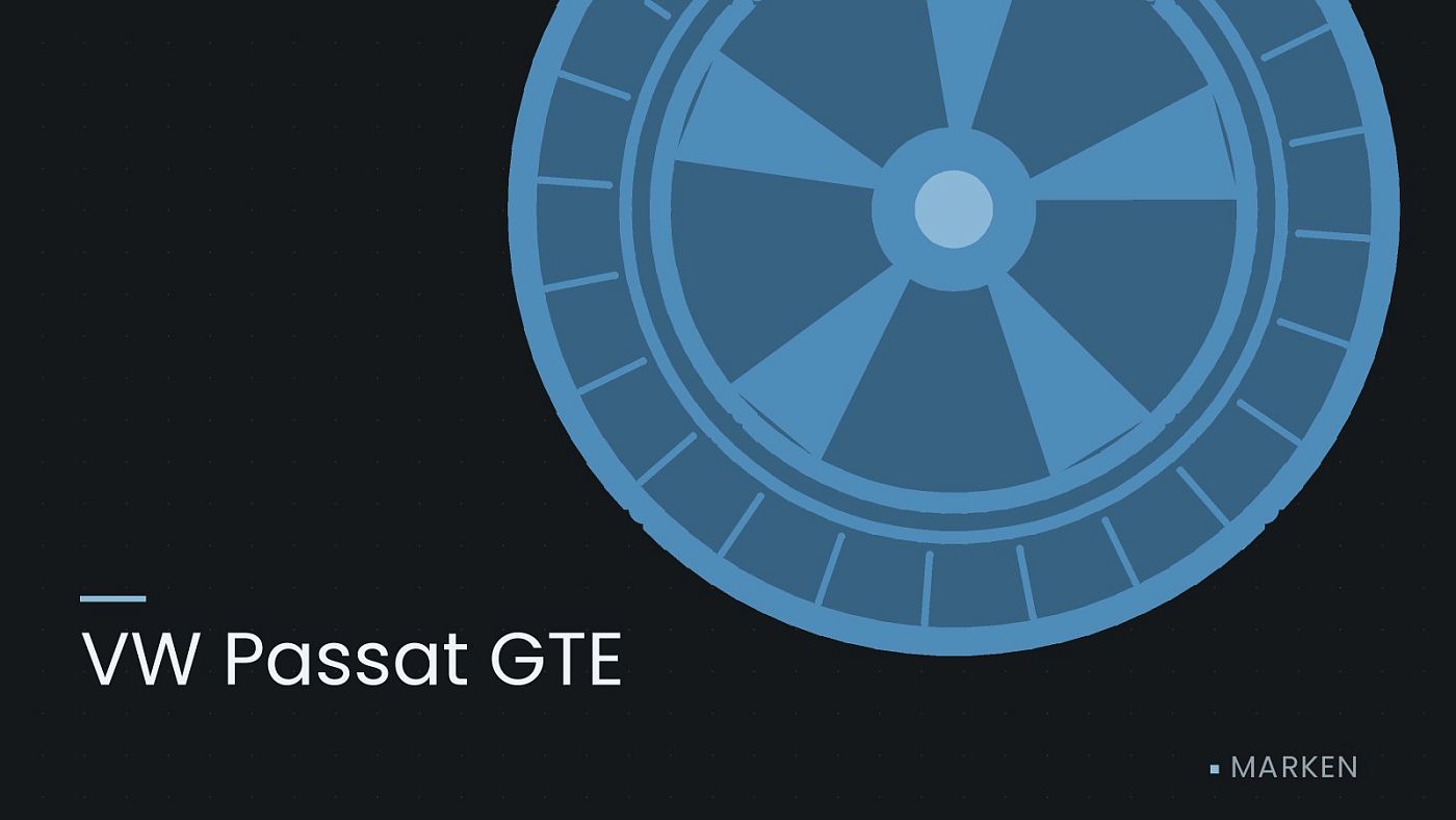 Symbolgrafik: ein gezeichnetes Rad mit Speichen, beschriftet mit „VW Passat GTE“.