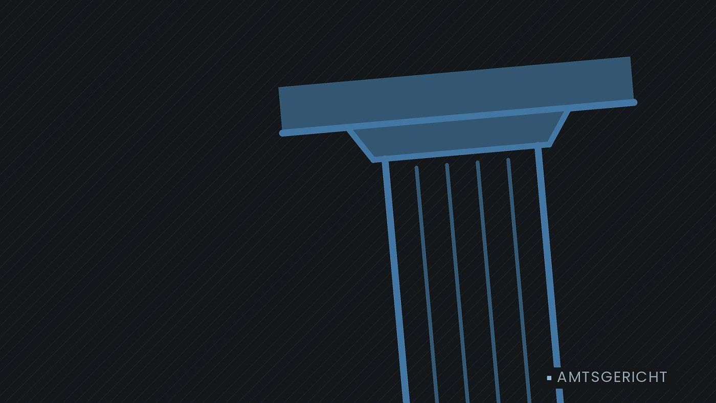 Symbolgrafik: eine stilisierte Gerichtssäule mit Giebel.
