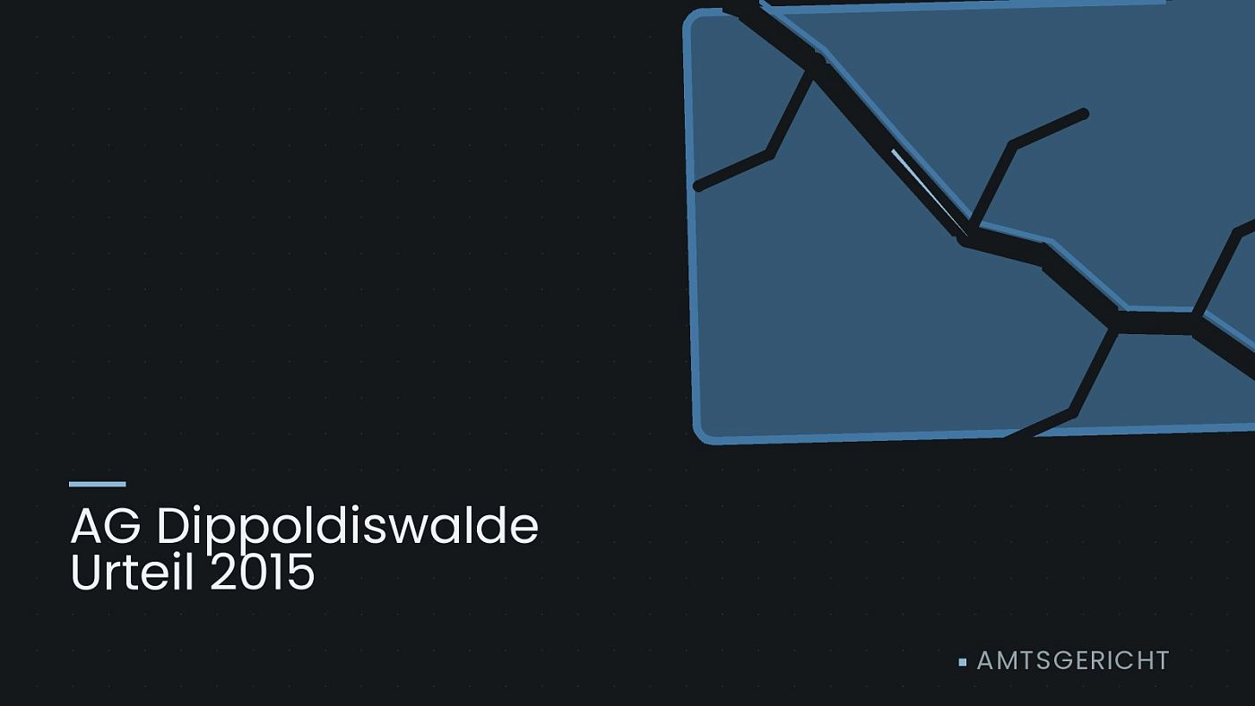 Symbolgrafik: eine gezeichnete Bruchlinie über einer Fläche, beschriftet mit „AG Dippoldiswalde Urteil 2015“.