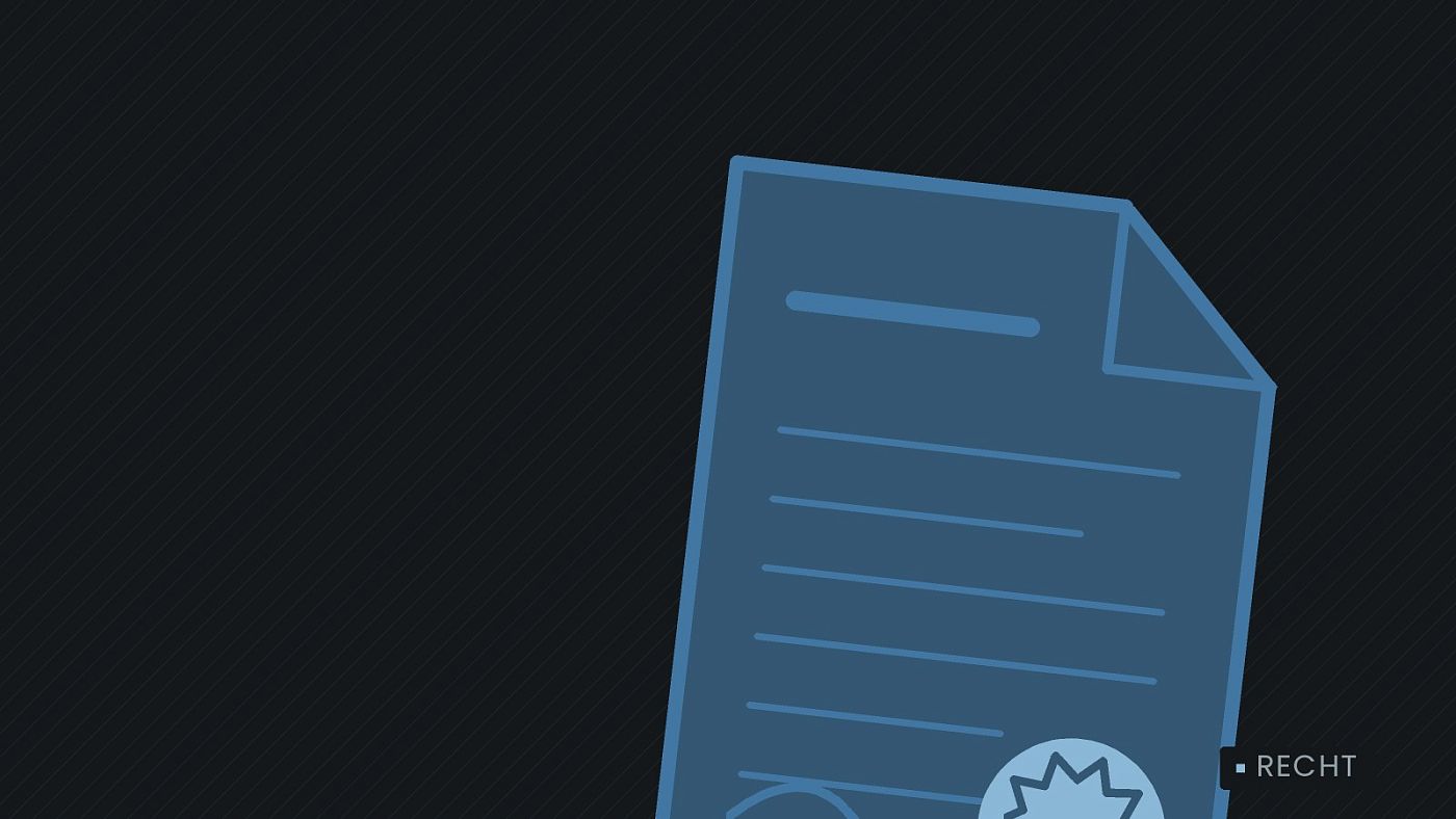 Symbolgrafik: eine gezeichnete Urkunde mit Siegel als Zeichen für eine Entscheidung.