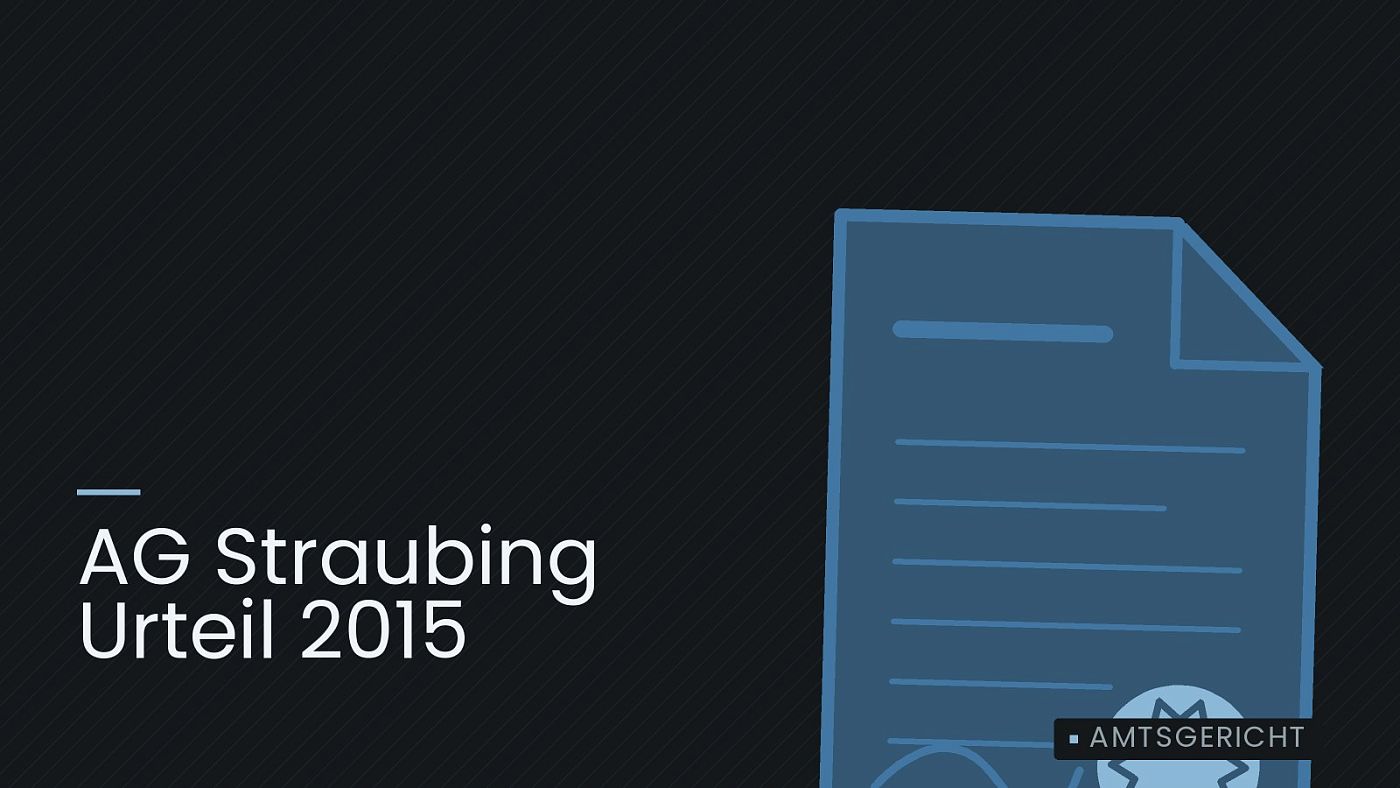 Symbolgrafik: eine gezeichnete Urkunde mit Siegel als Zeichen für eine Entscheidung, beschriftet mit „AG Straubing Urteil 2015“.