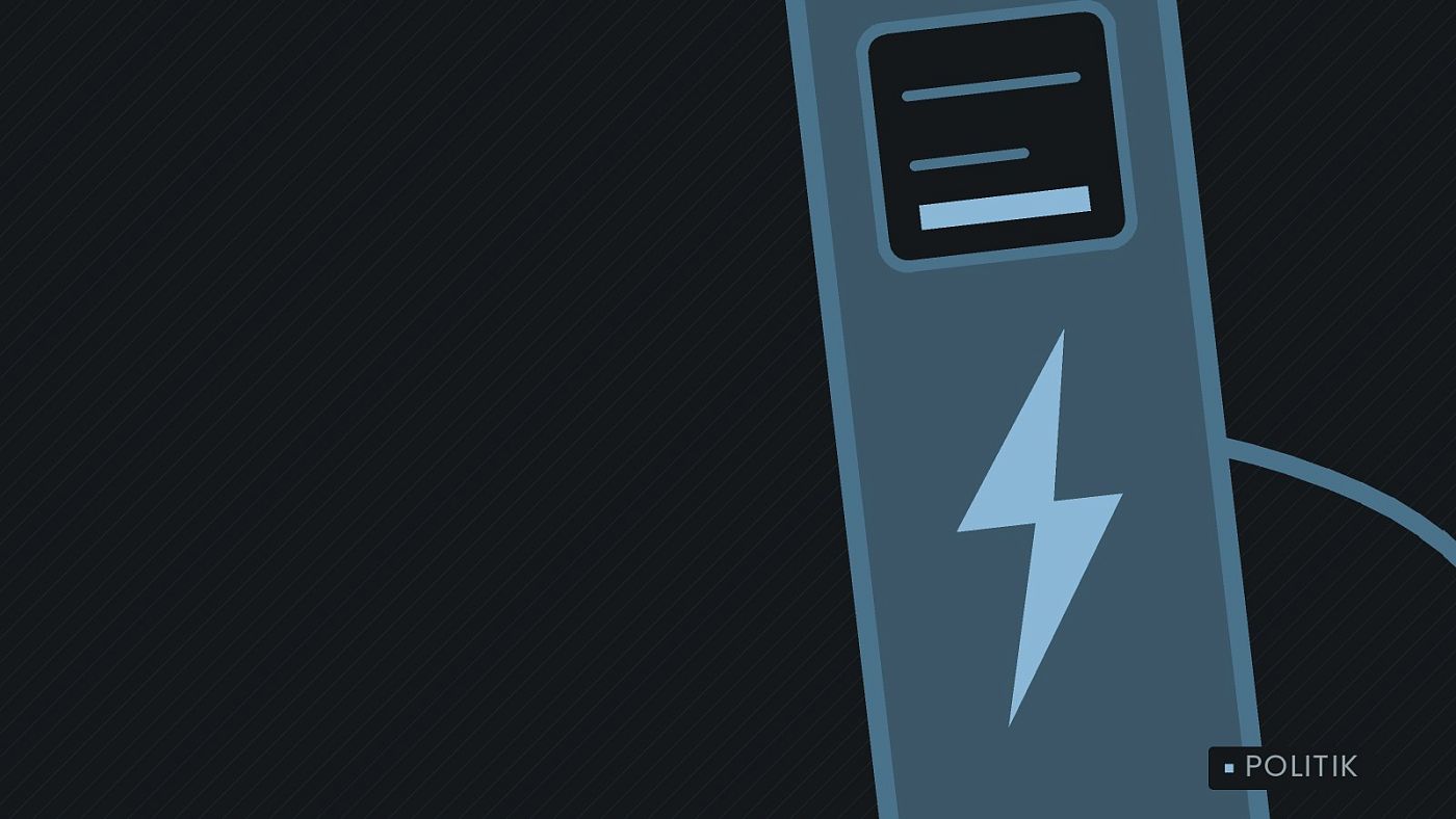 Symbolgrafik: eine gezeichnete Ladesäule mit Kabel und Stecker.
