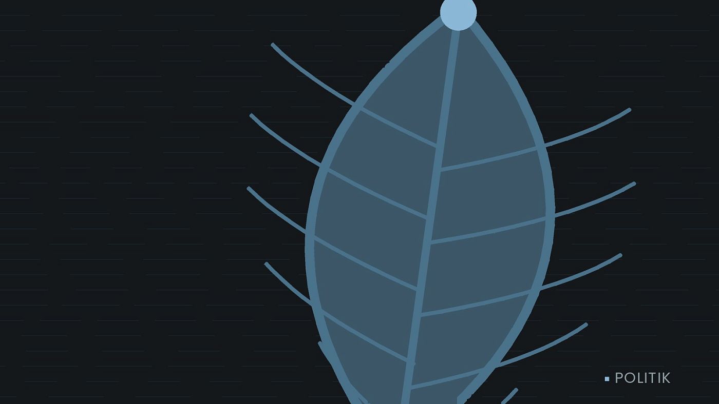 Symbolgrafik: ein gezeichnetes Blatt als Zeichen für Umwelt und Klima.
