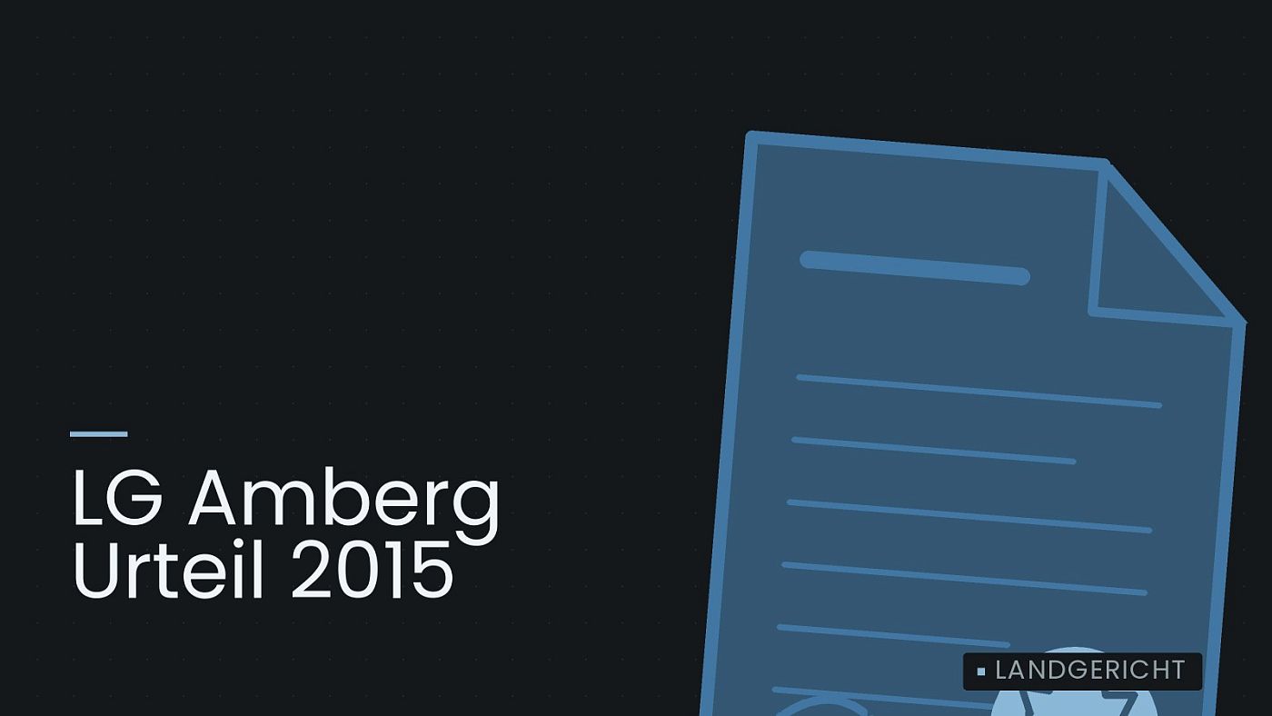 Symbolgrafik: eine gezeichnete Urkunde mit Siegel als Zeichen für eine Entscheidung, beschriftet mit „LG Amberg Urteil 2015“.