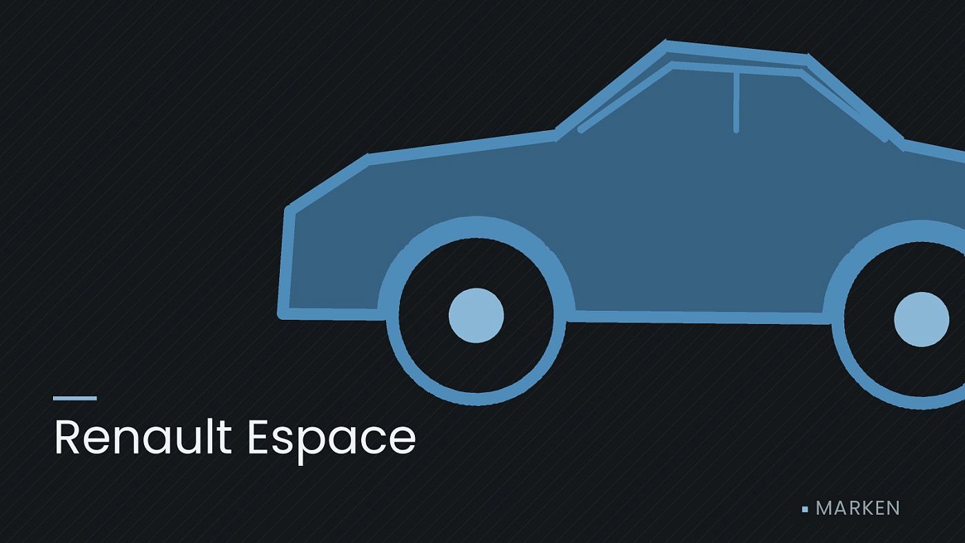 Symbolgrafik: die Umrisslinie eines Fahrzeugs von der Seite, beschriftet mit „Renault Espace“.