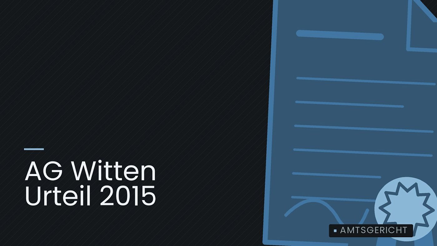 Symbolgrafik: eine gezeichnete Urkunde mit Siegel als Zeichen für eine Entscheidung, beschriftet mit „AG Witten Urteil 2015“.