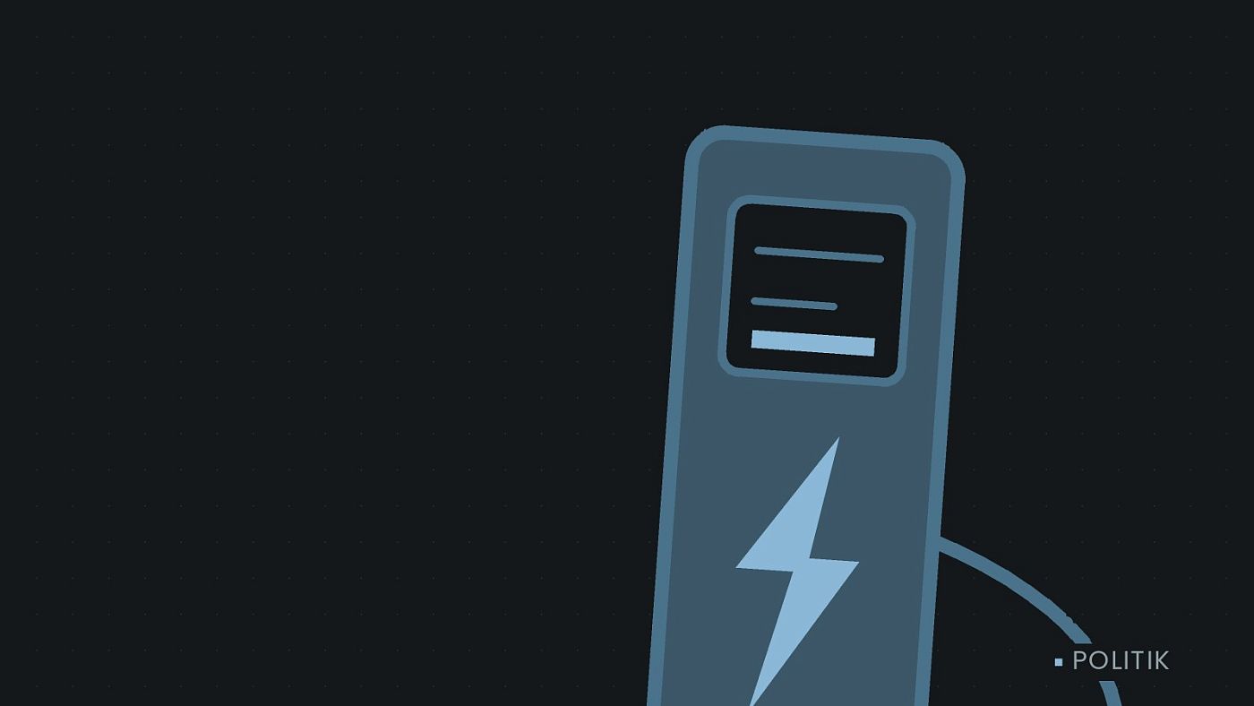 Symbolgrafik: eine gezeichnete Ladesäule mit Kabel und Stecker.