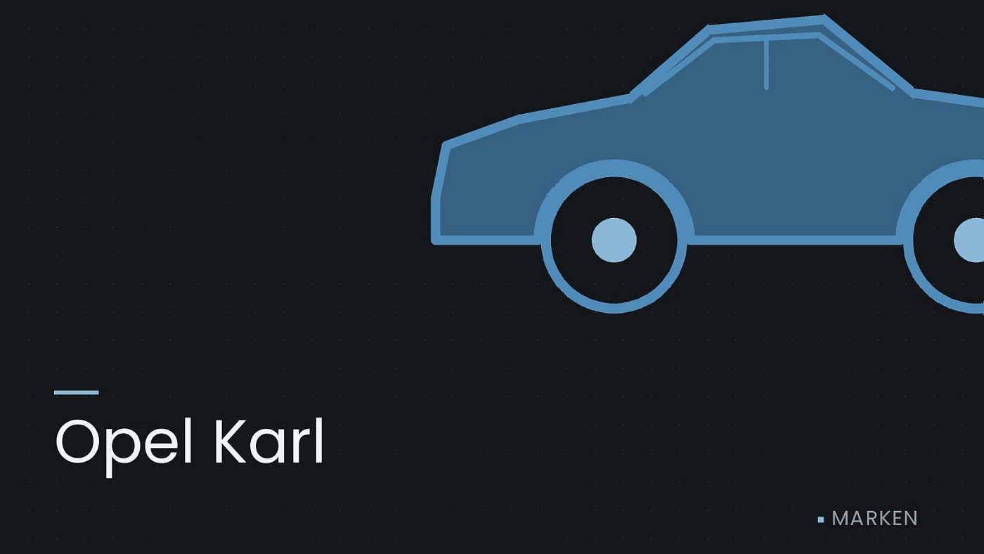 Symbolgrafik: die Umrisslinie eines Fahrzeugs von der Seite, beschriftet mit „Opel Karl“.