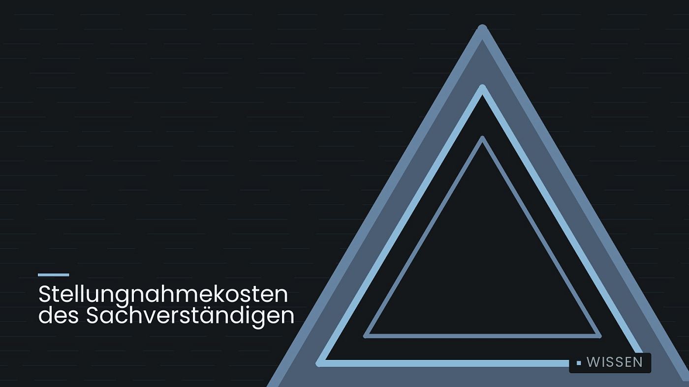 Symbolgrafik: ein gezeichnetes Warndreieck, beschriftet mit „Stellungnahmekosten des Sachverständigen“.