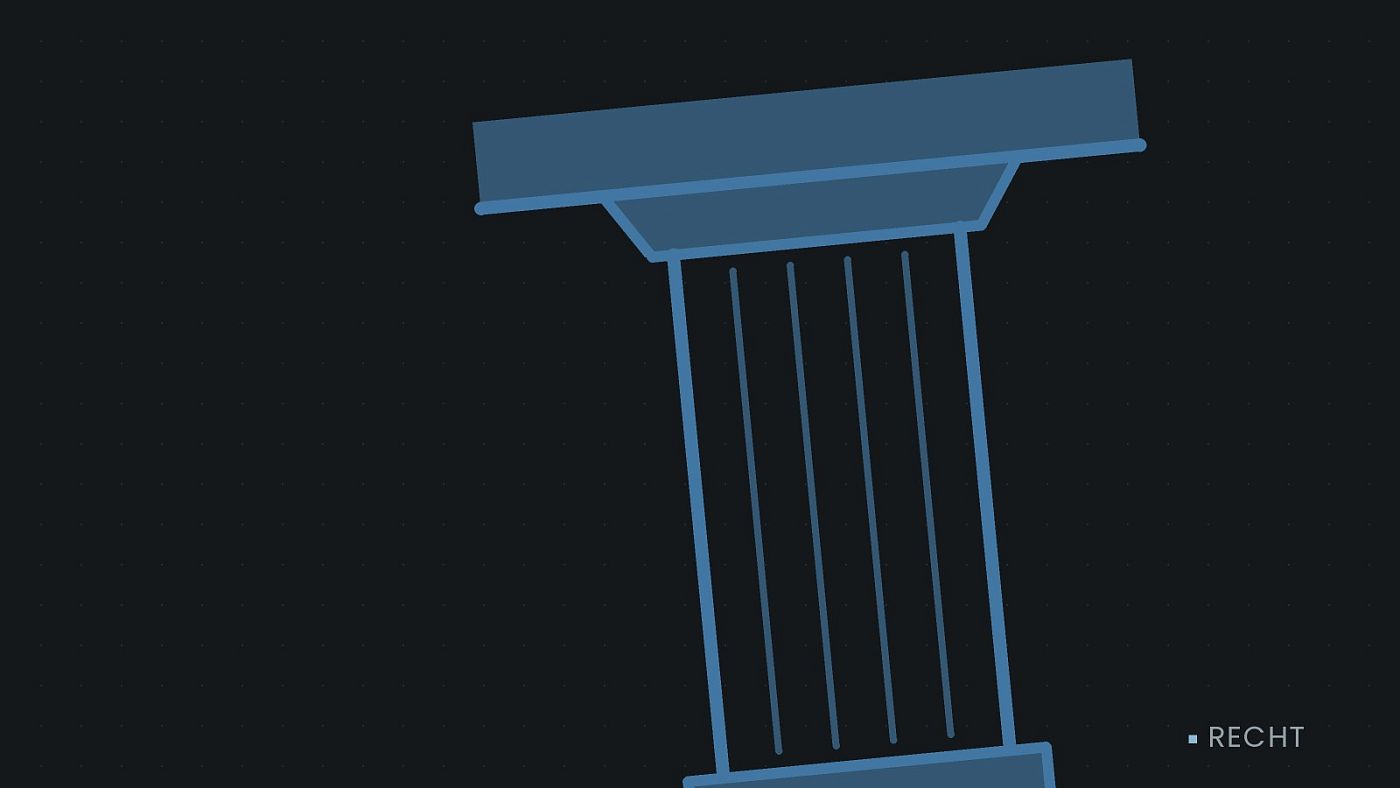 Symbolgrafik: eine stilisierte Gerichtssäule mit Giebel.