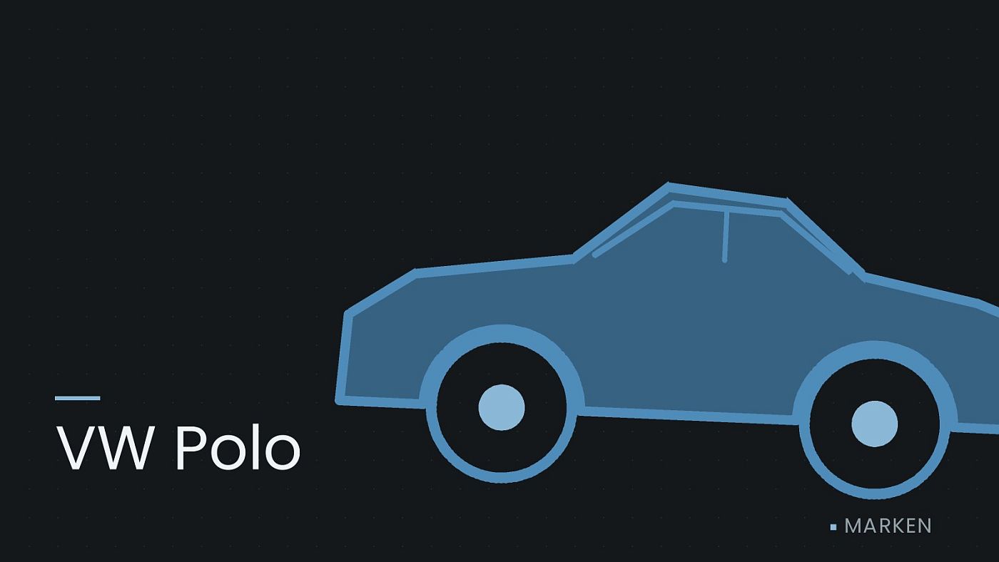 Symbolgrafik: die Umrisslinie eines Fahrzeugs von der Seite, beschriftet mit „VW Polo“.