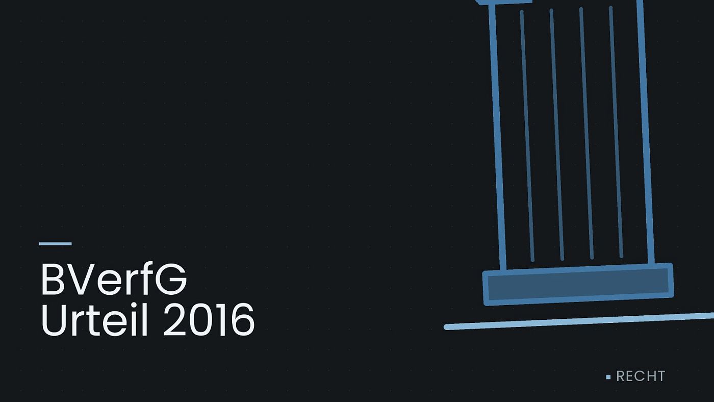 Symbolgrafik: eine stilisierte Gerichtssäule mit Giebel, beschriftet mit „BVerfG Urteil 2016“.