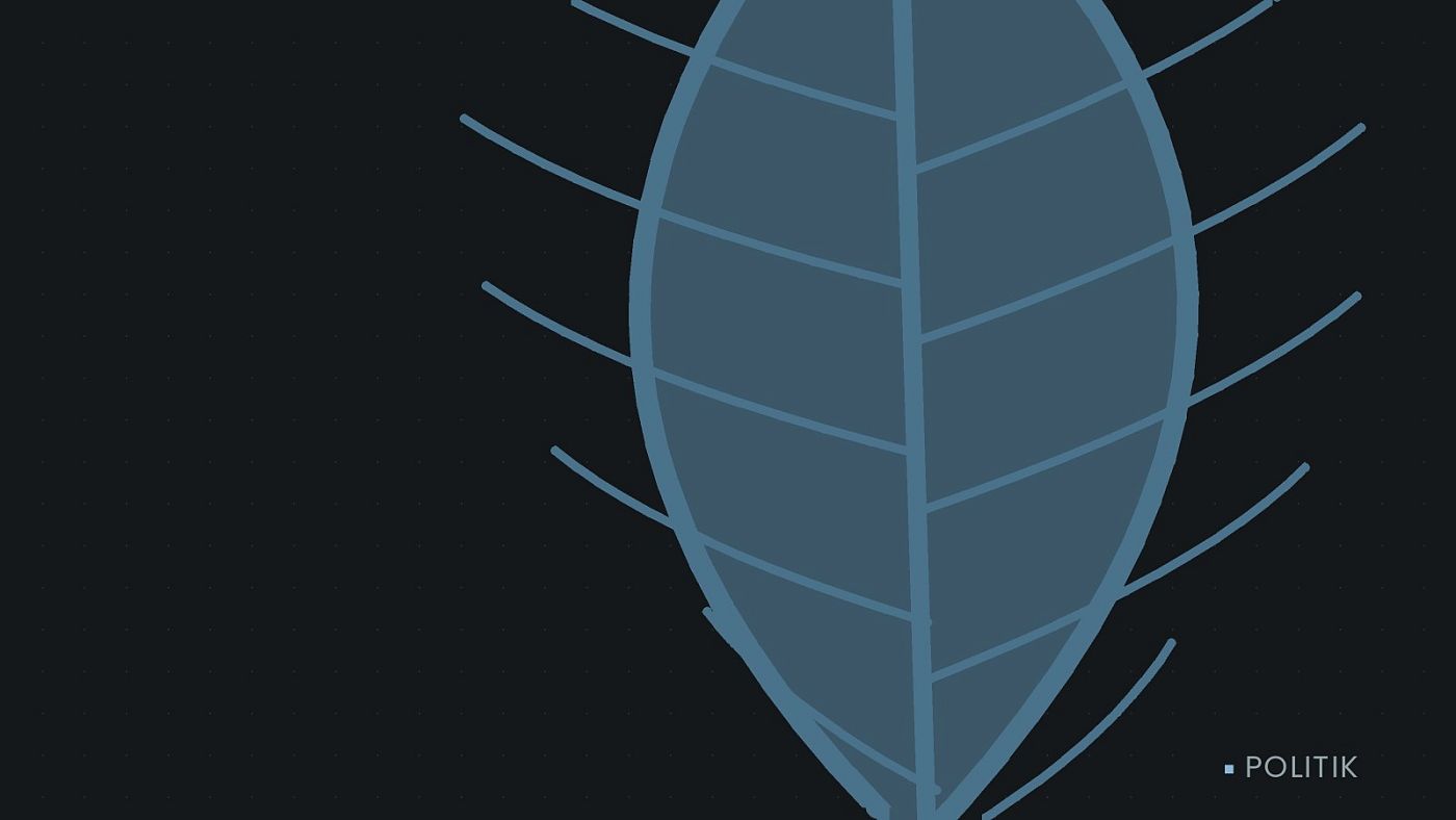 Symbolgrafik: ein gezeichnetes Blatt als Zeichen für Umwelt und Klima.