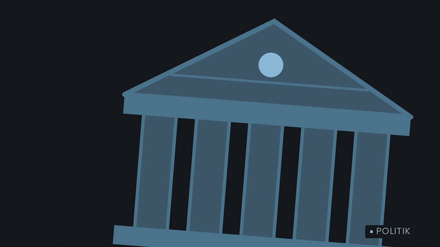 Symbolgrafik: ein stilisiertes Amtsgebäude mit Säulen.