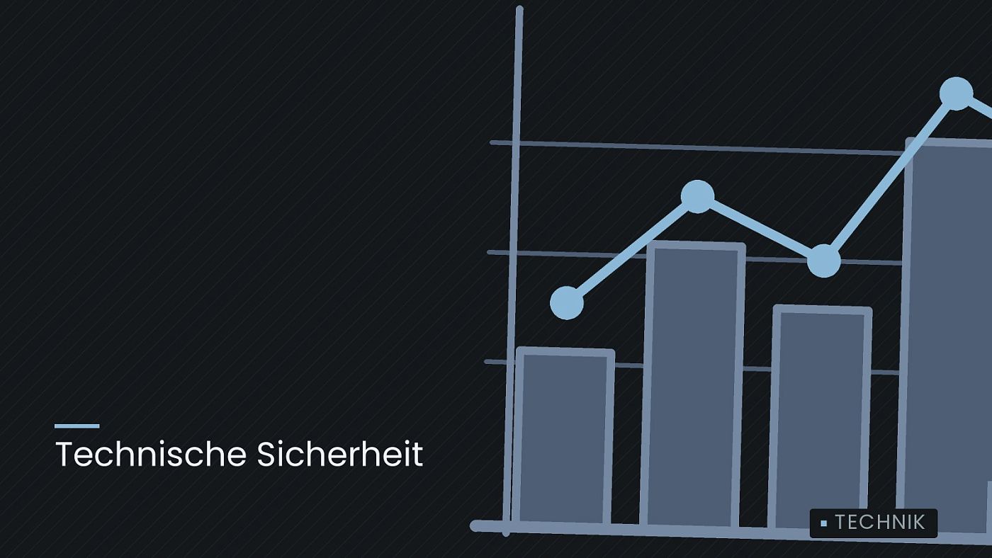 Symbolgrafik: ein gezeichnetes Balkendiagramm mit Verlaufslinie, beschriftet mit „Technische Sicherheit“.