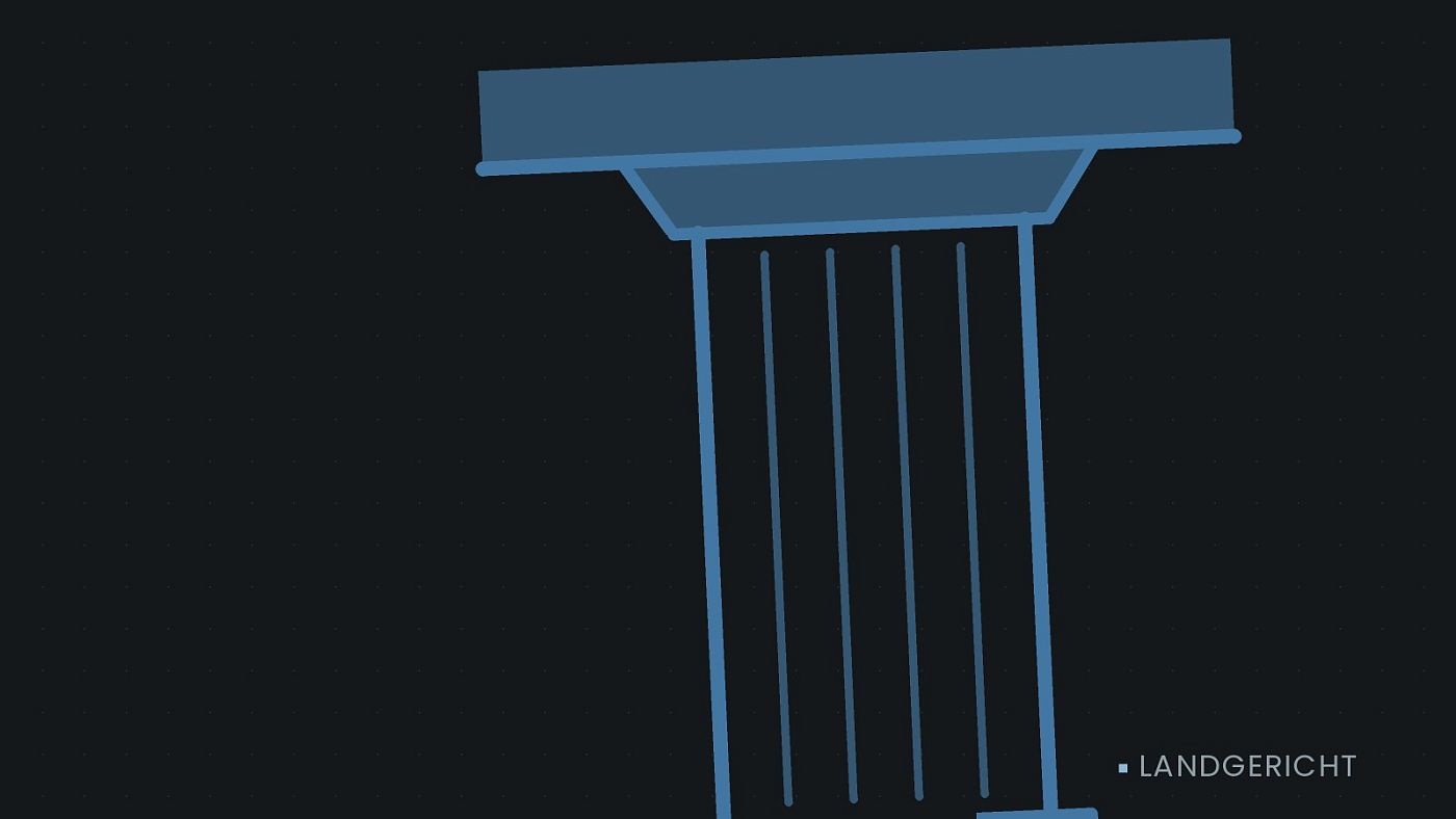 Symbolgrafik: eine stilisierte Gerichtssäule mit Giebel.
