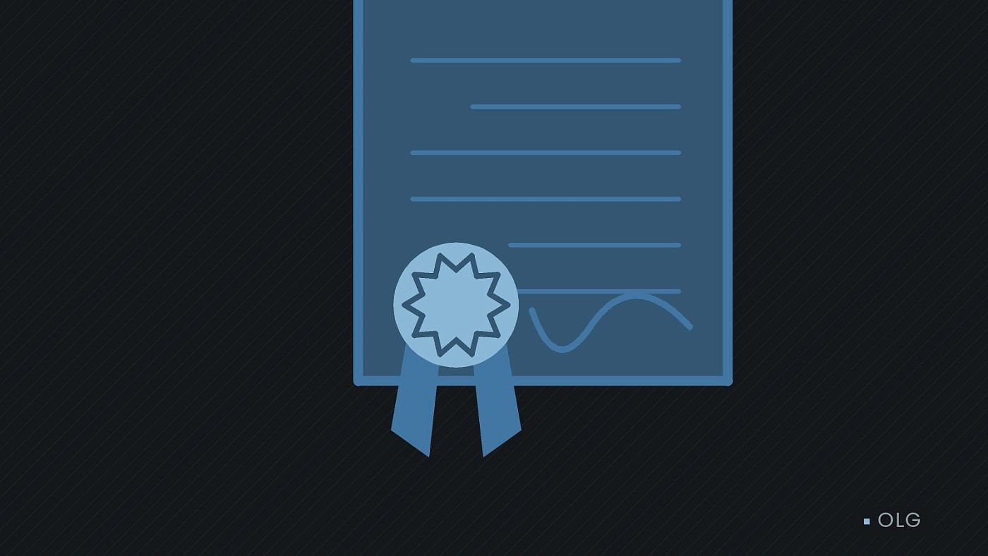 Symbolgrafik: eine gezeichnete Urkunde mit Siegel als Zeichen für eine Entscheidung.