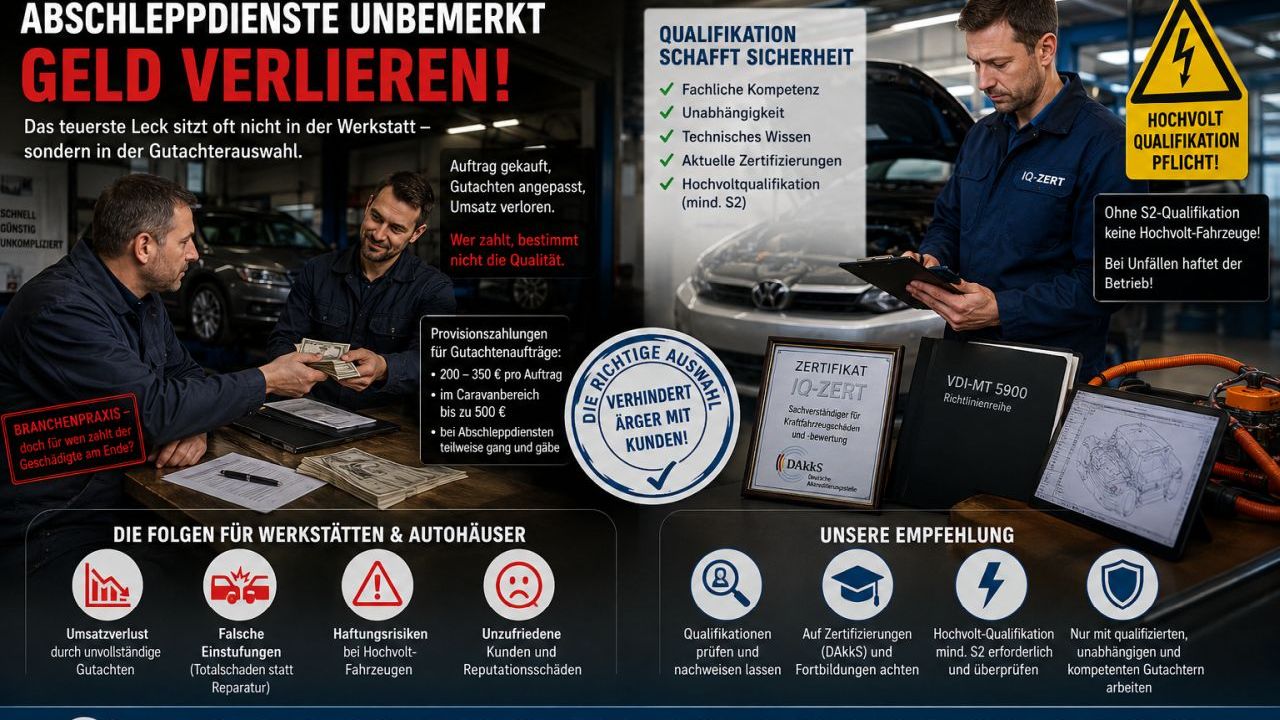 Das stille Leck im Betrieb: Wie „Gefälligkeits‑Gutachter“ Werkstätten, Autohäuser und Abschleppdienste Geld und Haftung kosten