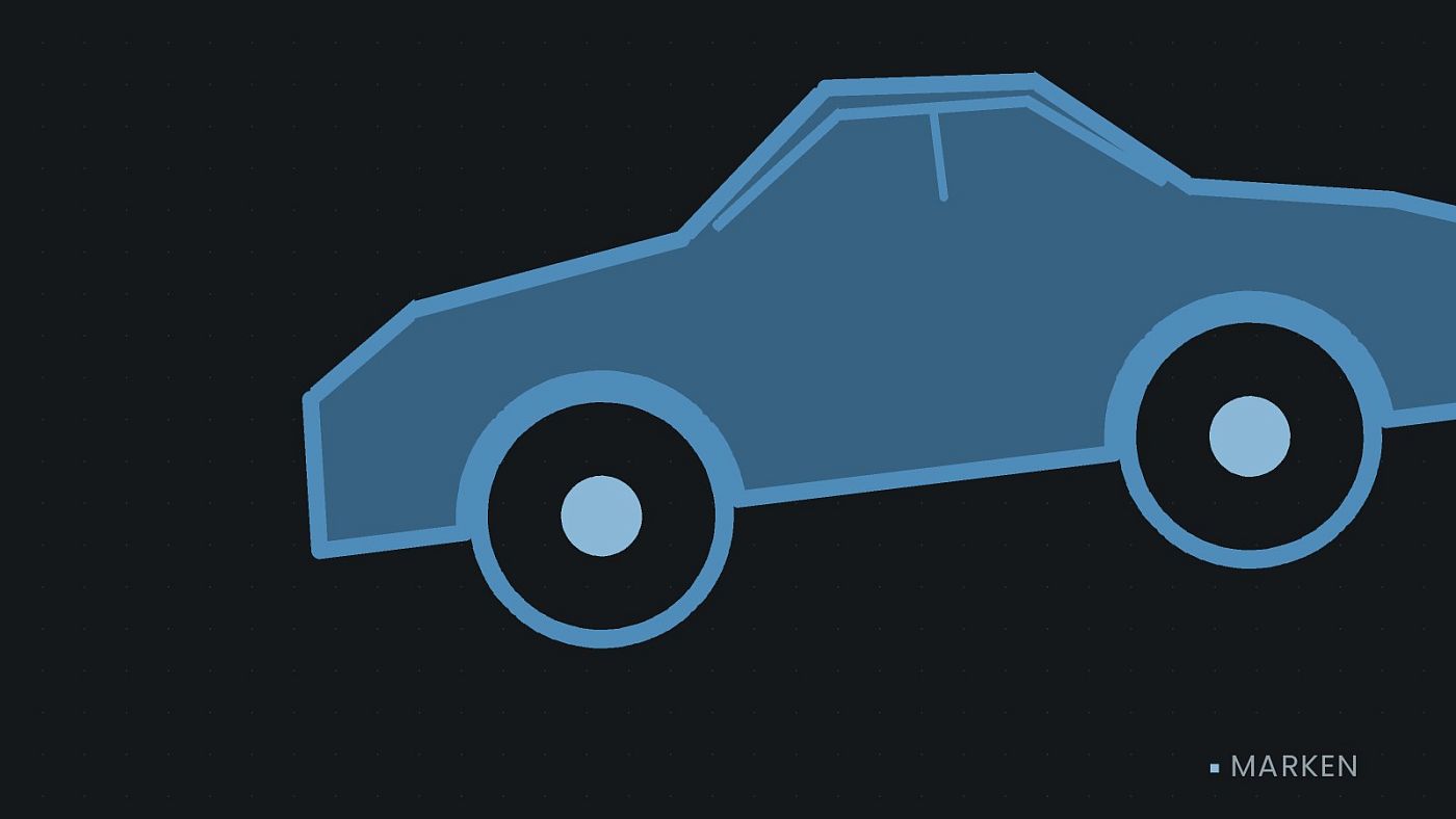 Symbolgrafik: die Umrisslinie eines Fahrzeugs von der Seite.