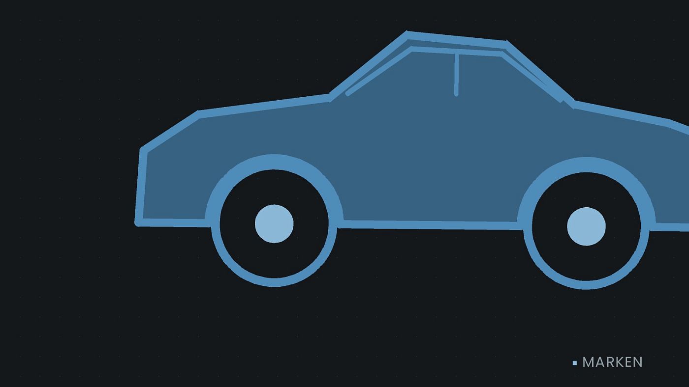 Symbolgrafik: die Umrisslinie eines Fahrzeugs von der Seite.