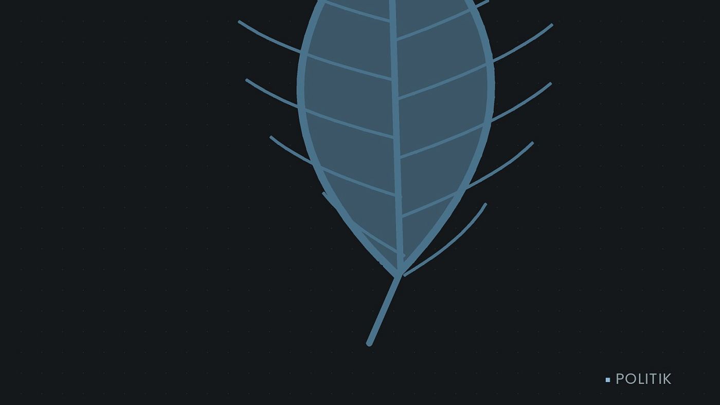 Symbolgrafik: ein gezeichnetes Blatt als Zeichen für Umwelt und Klima.