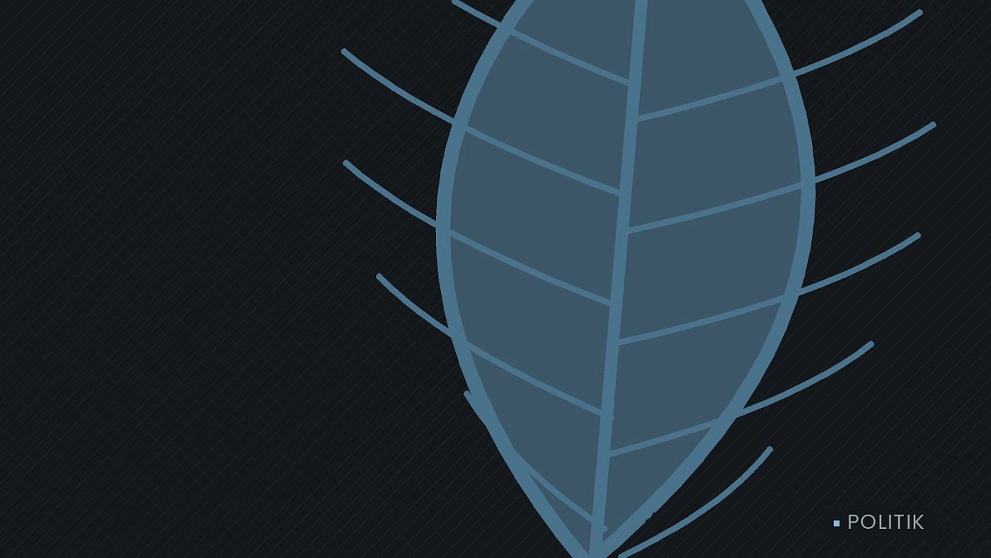 Symbolgrafik: ein gezeichnetes Blatt als Zeichen für Umwelt und Klima.
