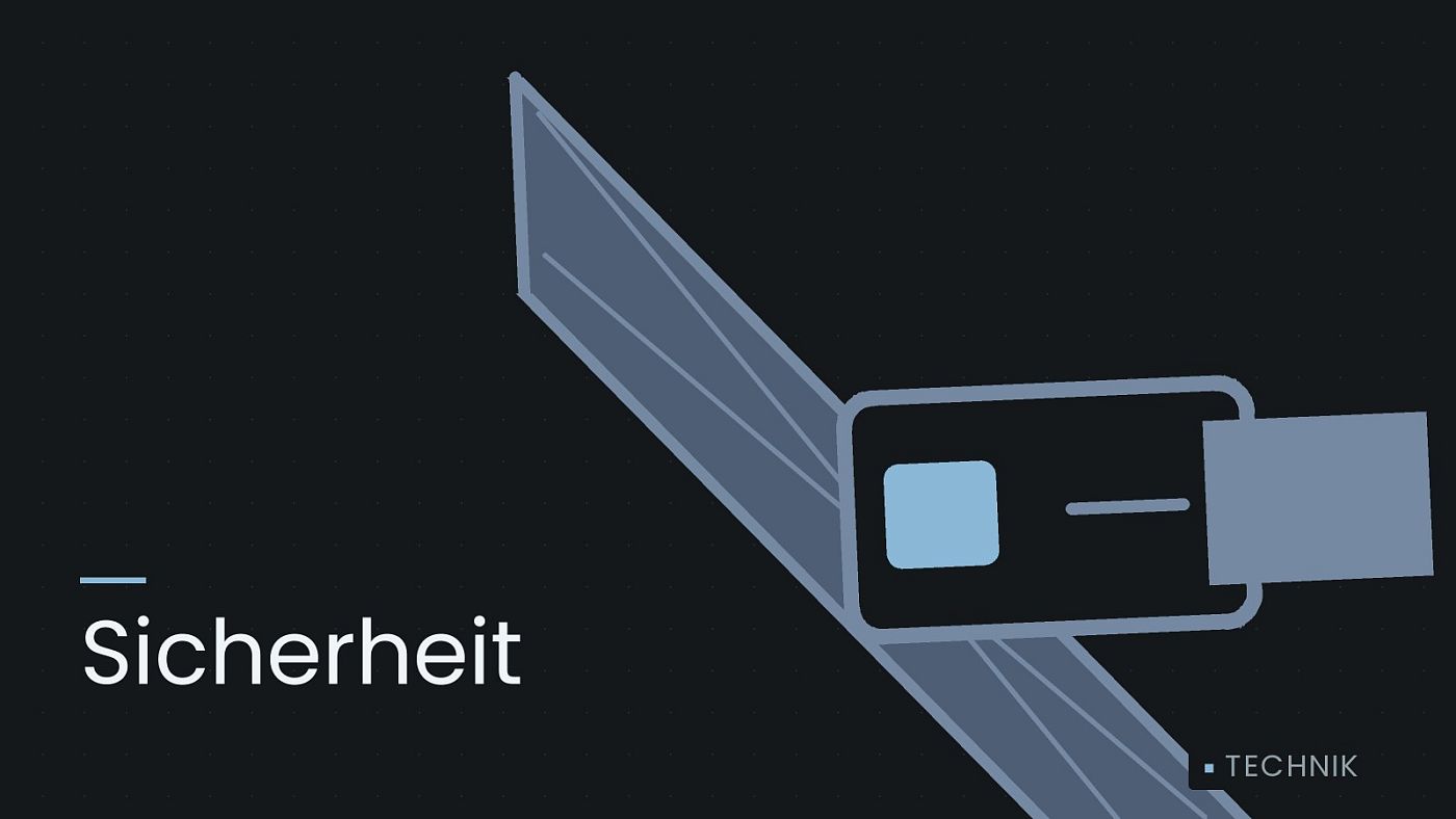Symbolgrafik: ein gezeichneter Sicherheitsgurt mit Schloss, beschriftet mit „Sicherheit“.