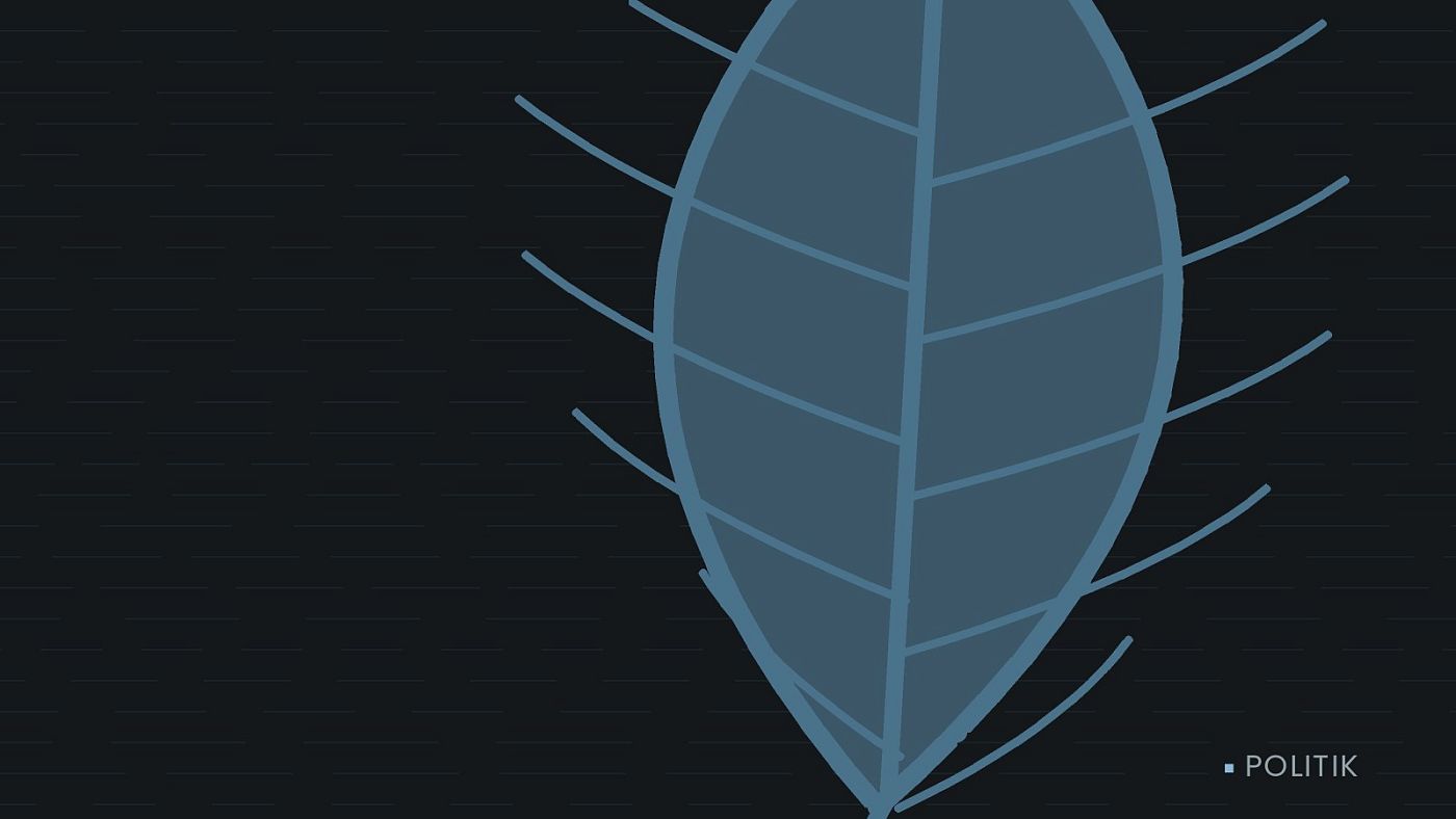 Symbolgrafik: ein gezeichnetes Blatt als Zeichen für Umwelt und Klima.