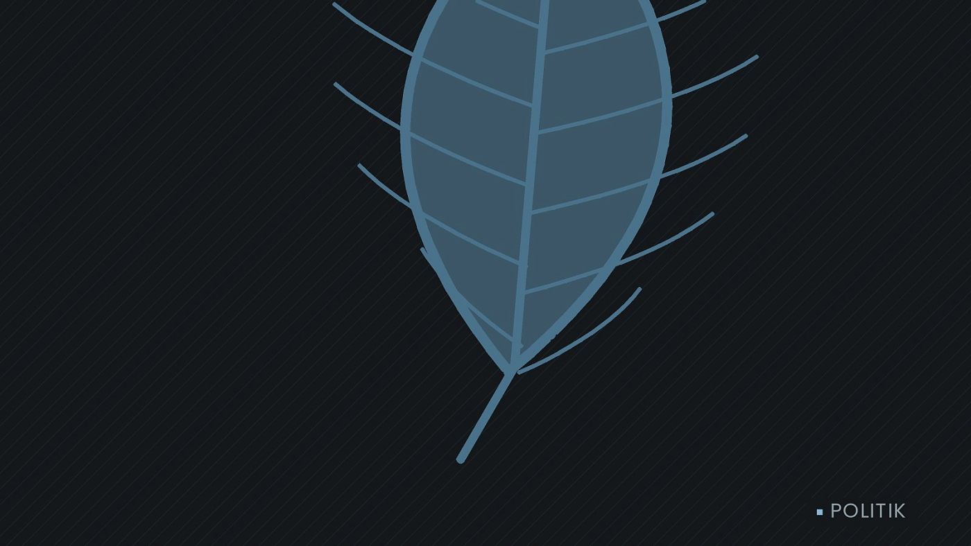 Symbolgrafik: ein gezeichnetes Blatt als Zeichen für Umwelt und Klima.