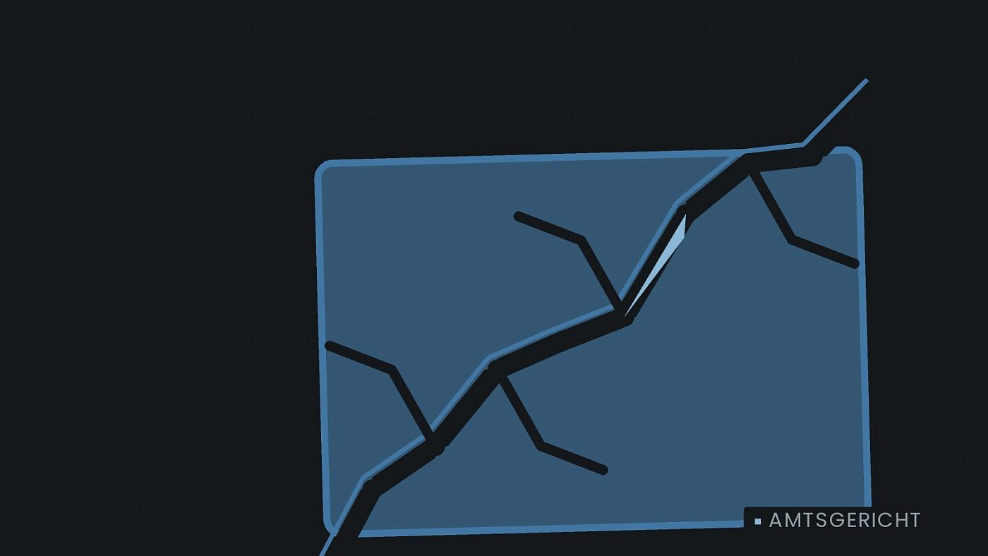 Symbolgrafik: eine gezeichnete Bruchlinie über einer Fläche.