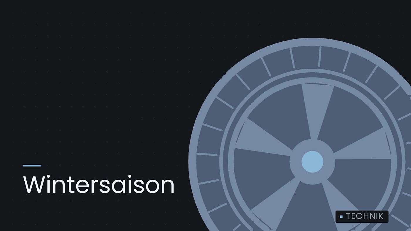 Symbolgrafik: ein gezeichnetes Rad mit Speichen, beschriftet mit „Wintersaison“.