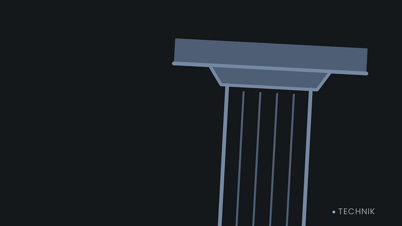 Symbolgrafik: eine stilisierte Gerichtssäule mit Giebel.