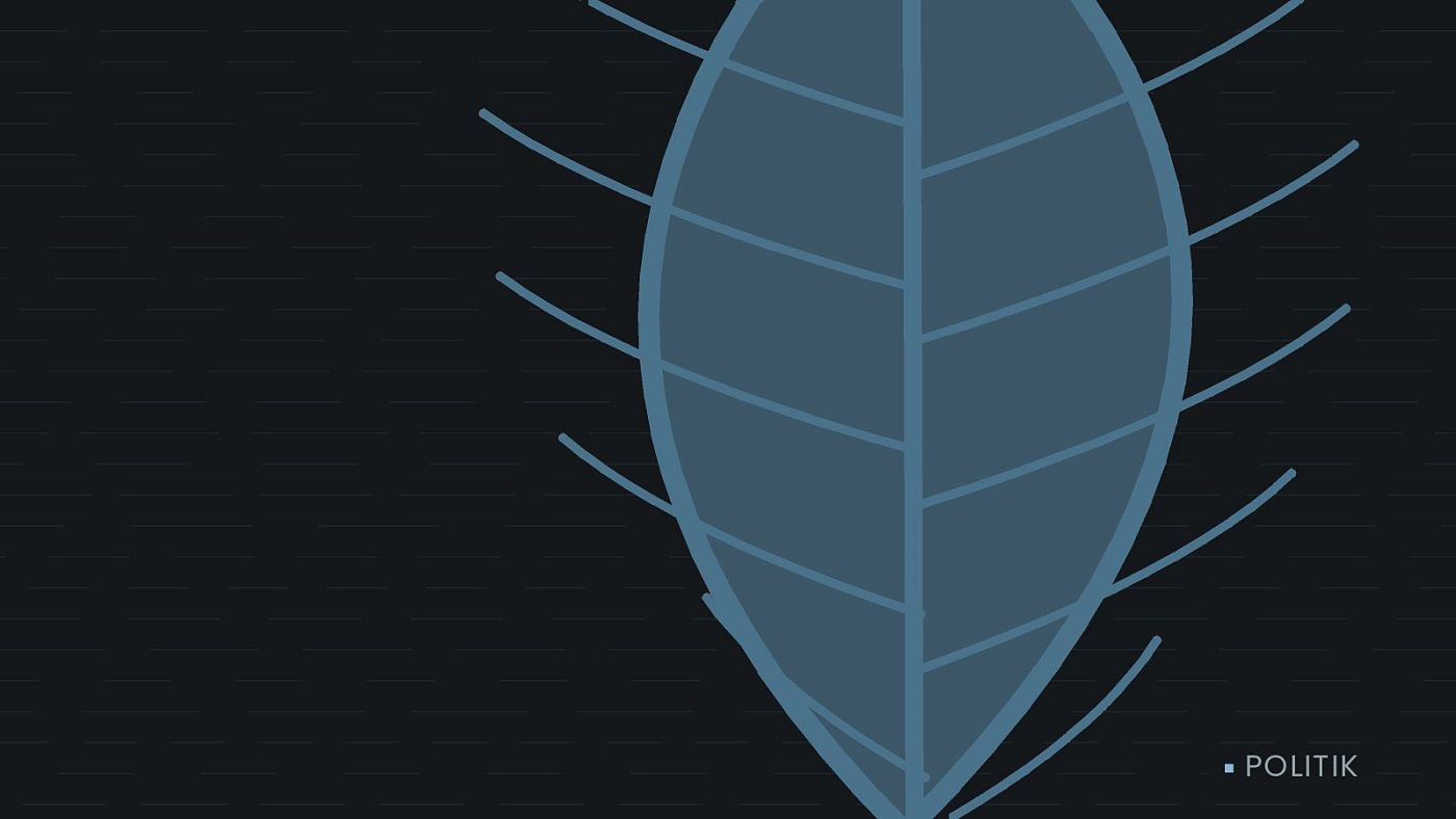 Symbolgrafik: ein gezeichnetes Blatt als Zeichen für Umwelt und Klima.