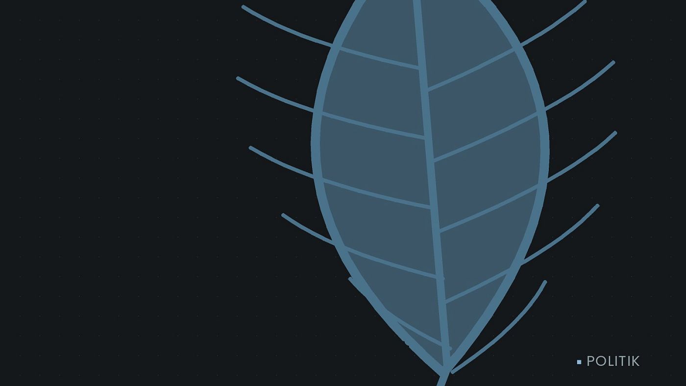 Symbolgrafik: ein gezeichnetes Blatt als Zeichen für Umwelt und Klima.