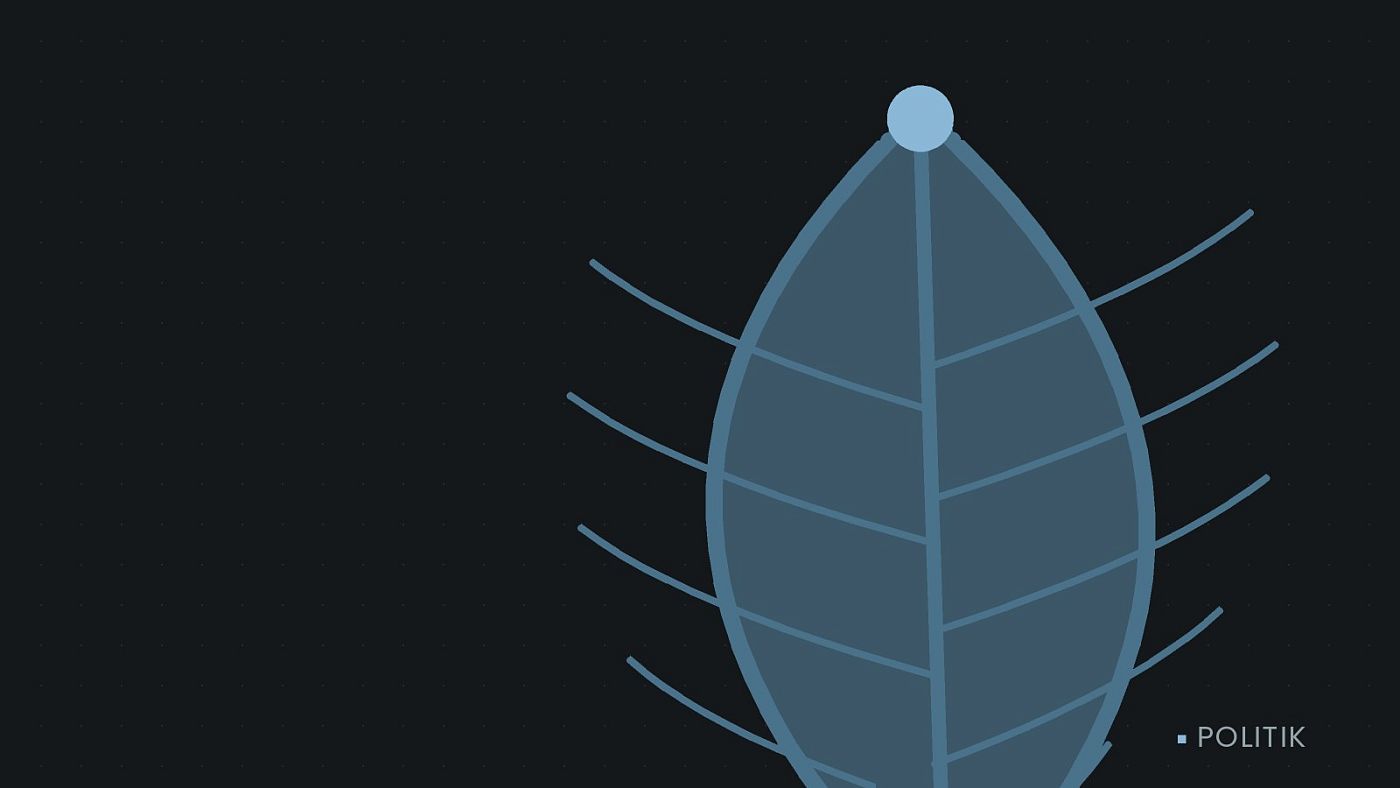 Symbolgrafik: ein gezeichnetes Blatt als Zeichen für Umwelt und Klima.