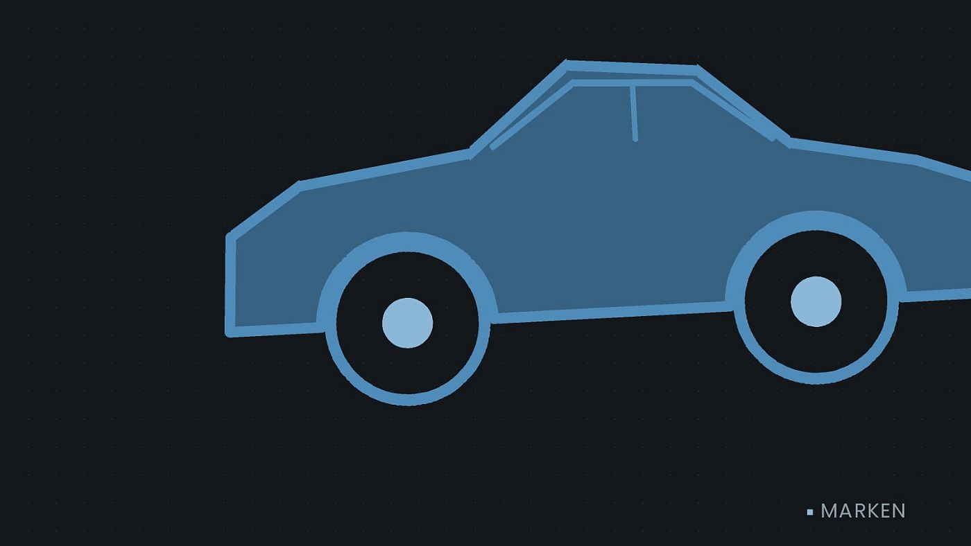 Symbolgrafik: die Umrisslinie eines Fahrzeugs von der Seite.