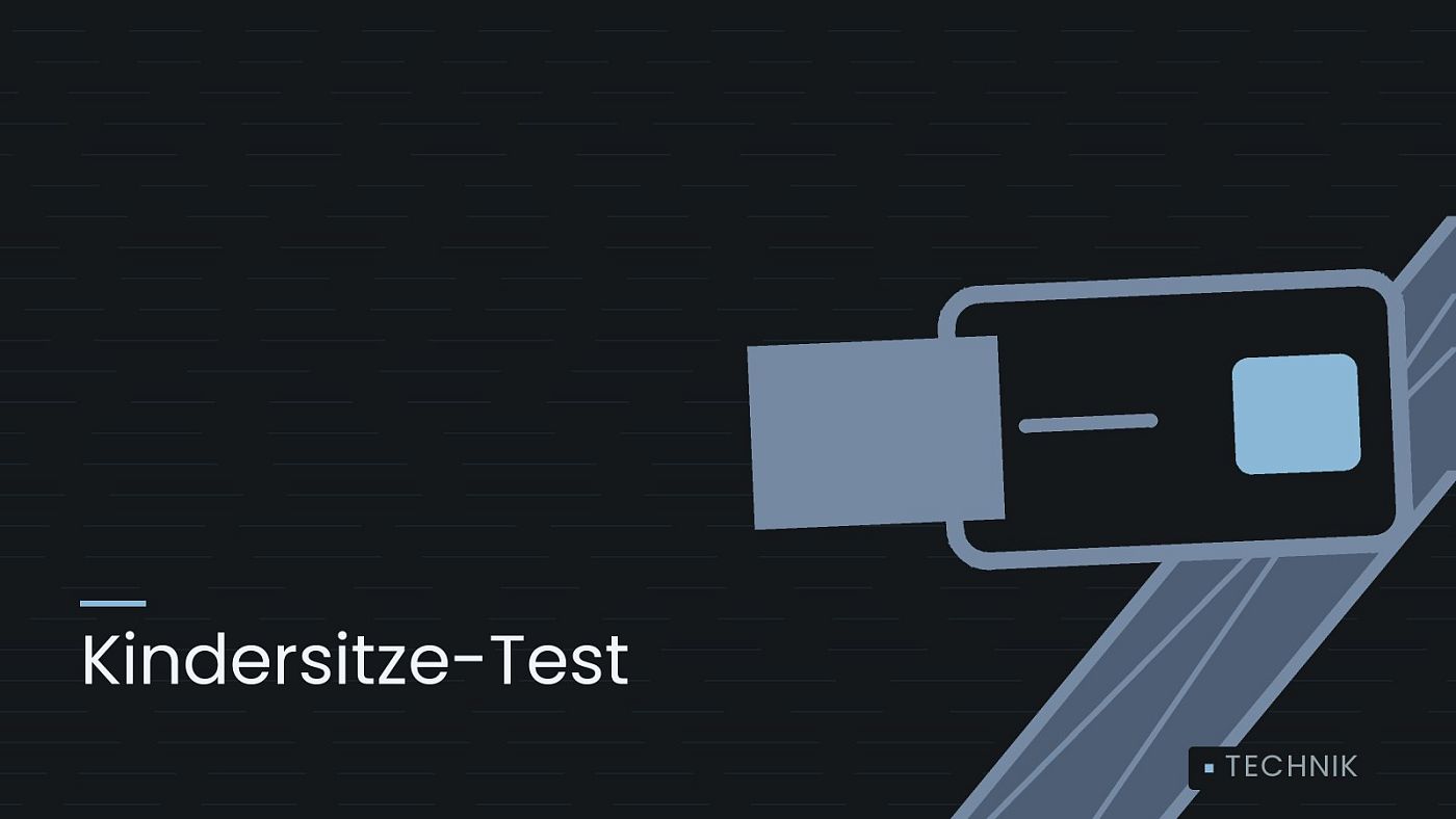 Symbolgrafik: ein gezeichneter Sicherheitsgurt mit Schloss, beschriftet mit „Kindersitze-Test“.