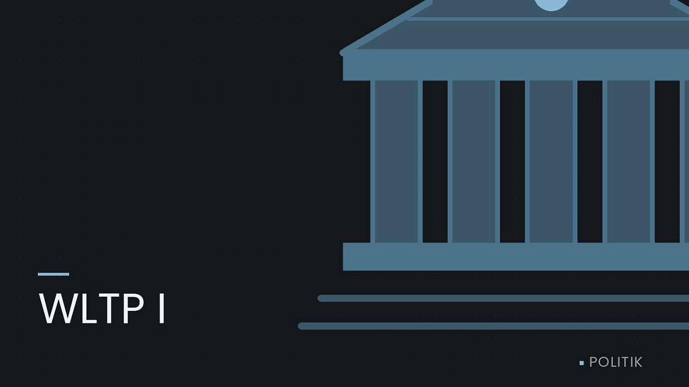 Symbolgrafik: ein stilisiertes Amtsgebäude mit Säulen, beschriftet mit „WLTP I“.