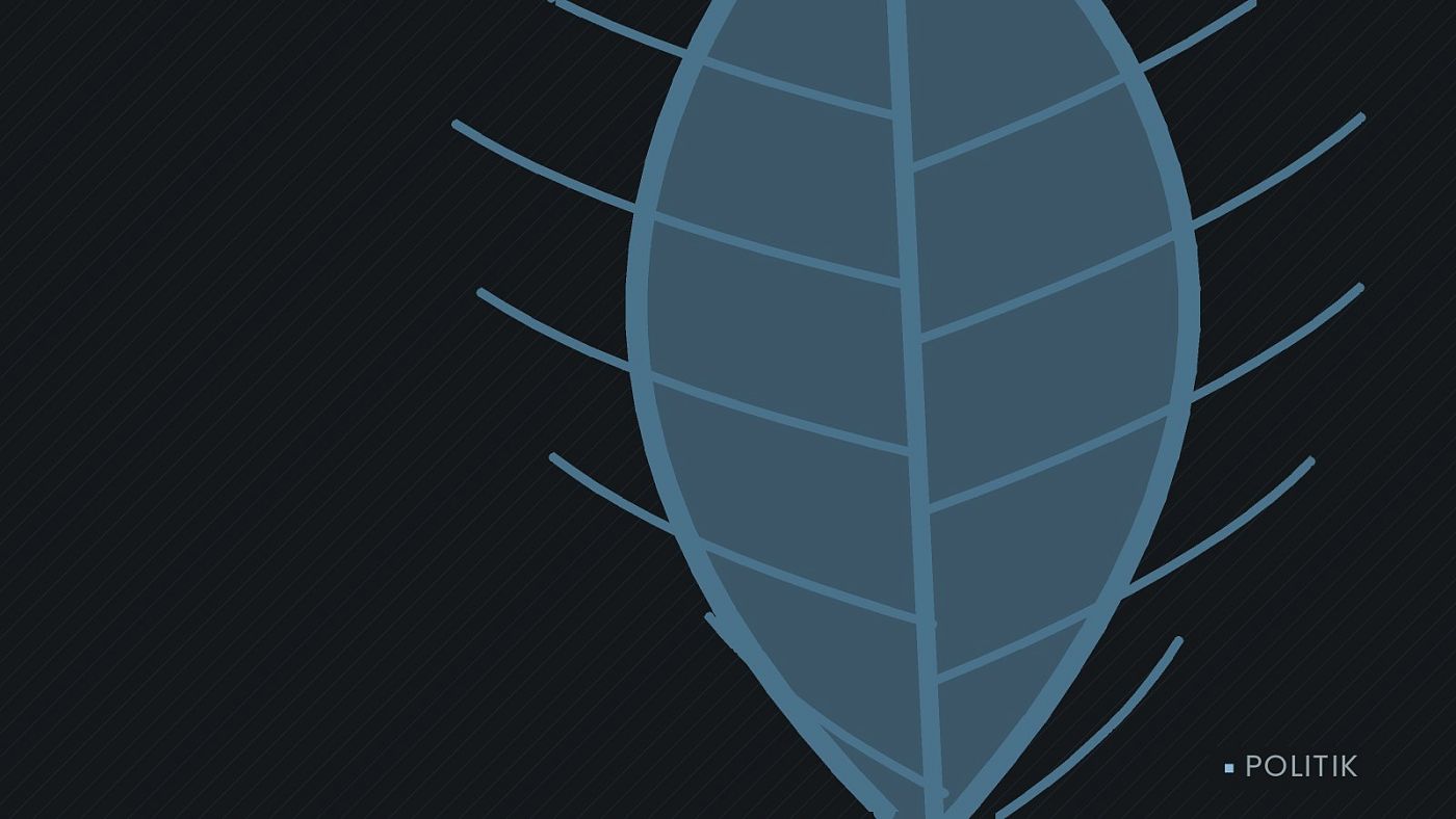 Symbolgrafik: ein gezeichnetes Blatt als Zeichen für Umwelt und Klima.