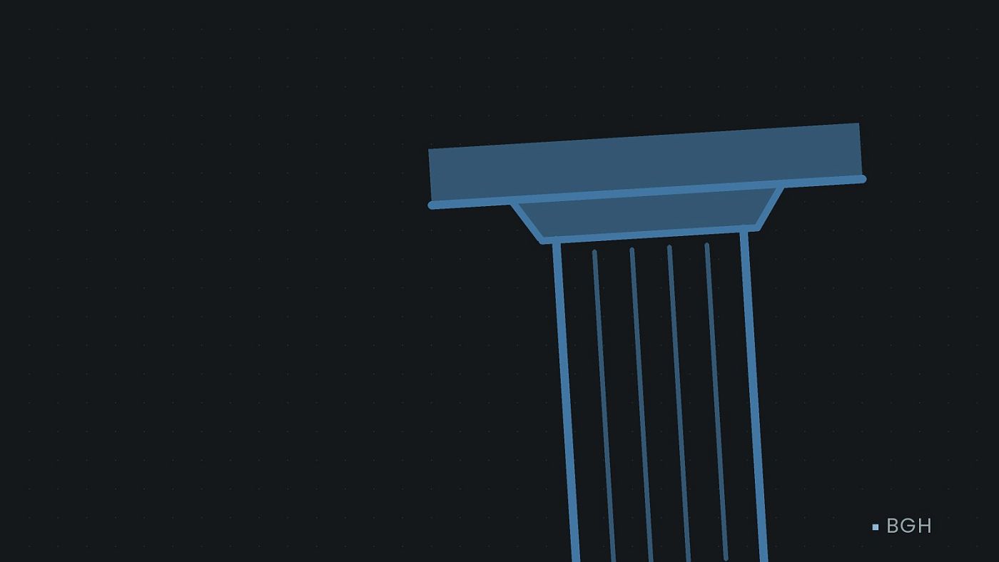 Symbolgrafik: eine stilisierte Gerichtssäule mit Giebel.