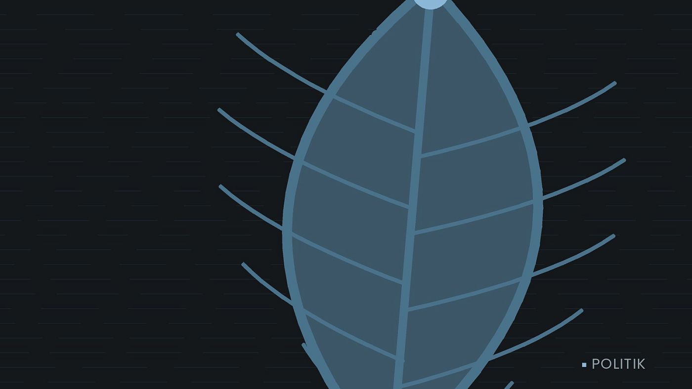 Symbolgrafik: ein gezeichnetes Blatt als Zeichen für Umwelt und Klima.