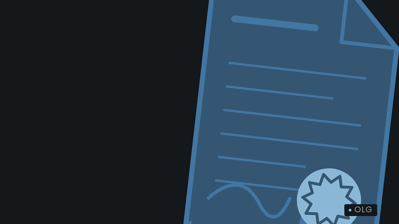 Symbolgrafik: eine gezeichnete Urkunde mit Siegel als Zeichen für eine Entscheidung.