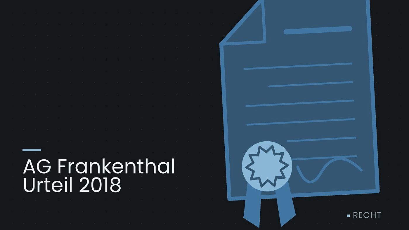 Symbolgrafik: eine gezeichnete Urkunde mit Siegel als Zeichen für eine Entscheidung, beschriftet mit „AG Frankenthal Urteil 2018“.